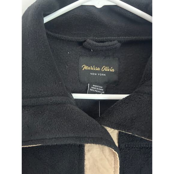 Marissa Olivia Black Button Down Fleece Tan Trim - NWT - Small - Picture 3 of 7